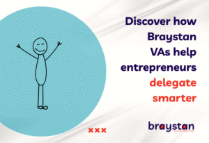 Banner for blog Discover how Braystan VAs help entrepreneurs delegate smarter with branding and stick figure design